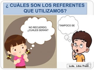 ¿ CUÀLES SON LOS REFERENTES
QUE UTILIZAMOS?
Lcda. Libia Prada
NO RECUERDO,
¿CUÀLES SERAN?
TAMPOCO SE
 