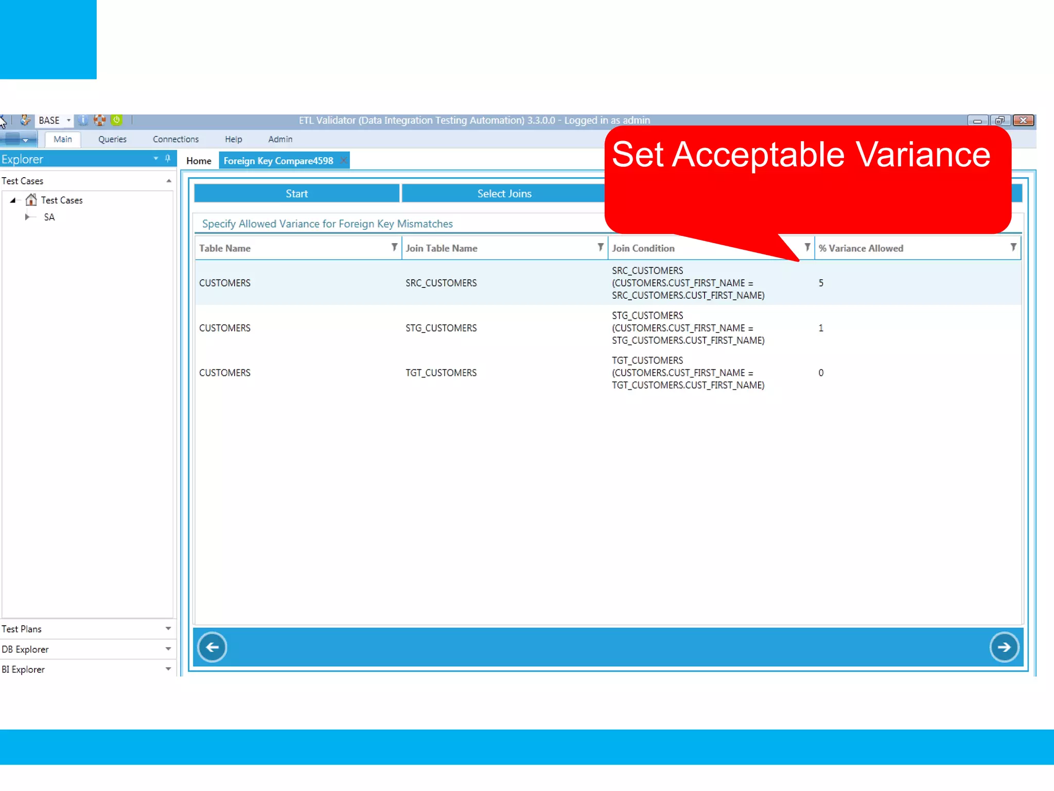 Set Acceptable Variance
 