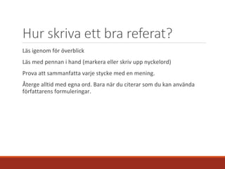 Att skriva referat och referera | PPT