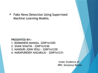 Detecting Fake News Using Supervised Machine Learning Models for Text ...