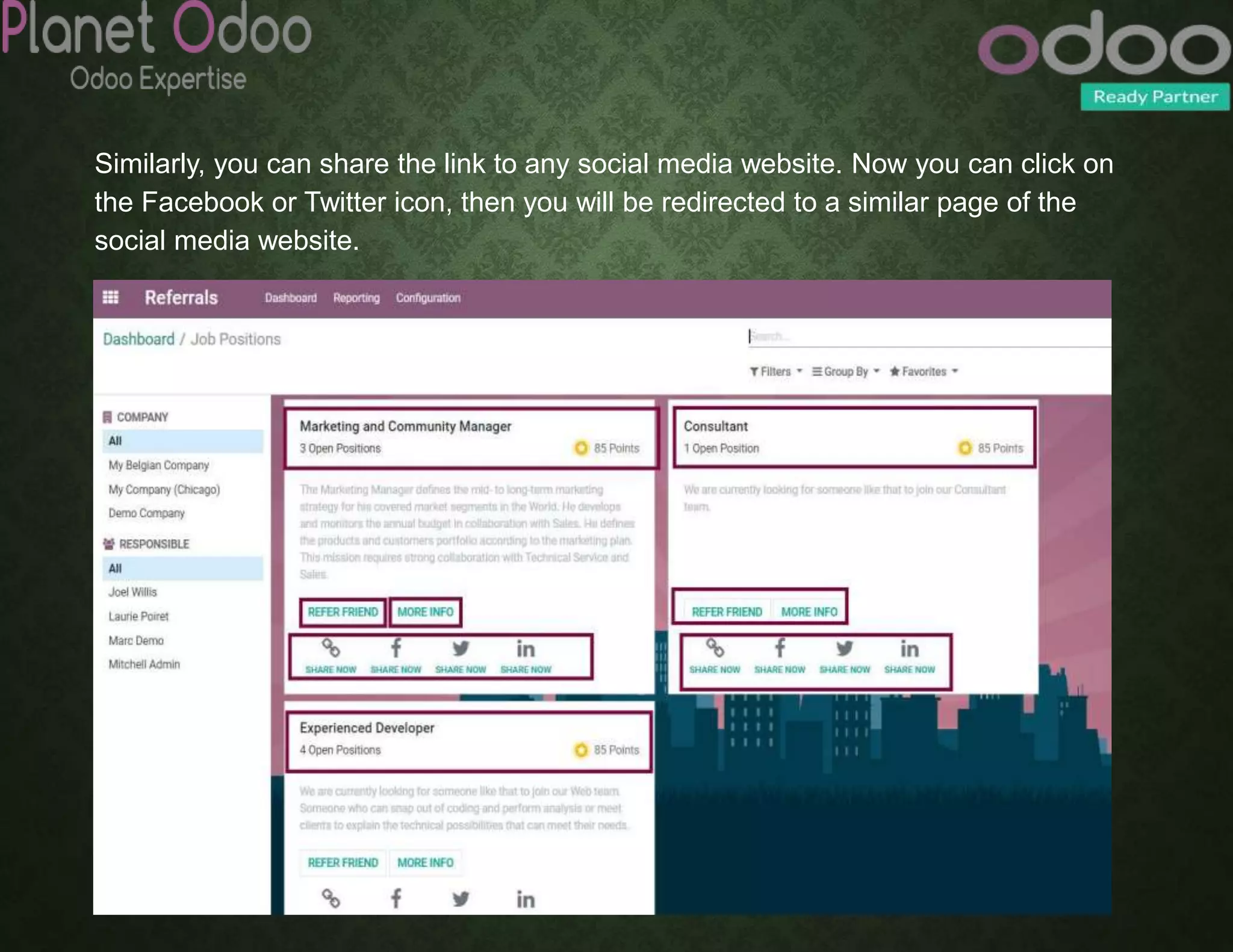 Similarly, you can share the link to any social media website. Now you can click on
the Facebook or Twitter icon, then you will be redirected to a similar page of the
social media website.
 