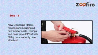 New Discharge fitment
mechanism including all
new rubber seals, O rings,
and hose pipe (EPDM with
50 kg burst capacity) are
attached.
Step – 6
 