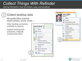 Collect Things With Refinder
     Sharing information must be intuitive, easy, and beneficial.



     1 Collect desktop d...