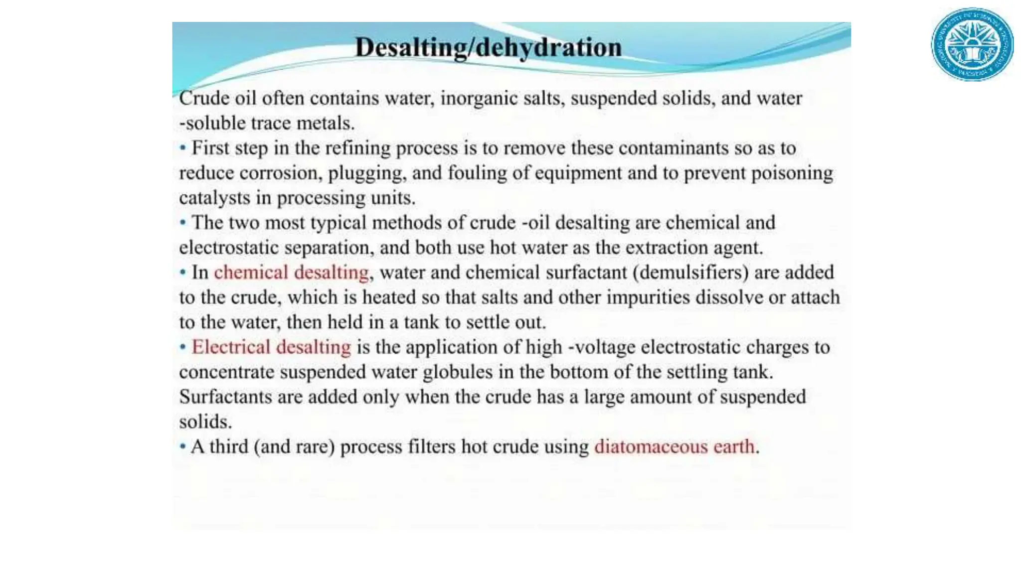 Refinery Process description and dipiction