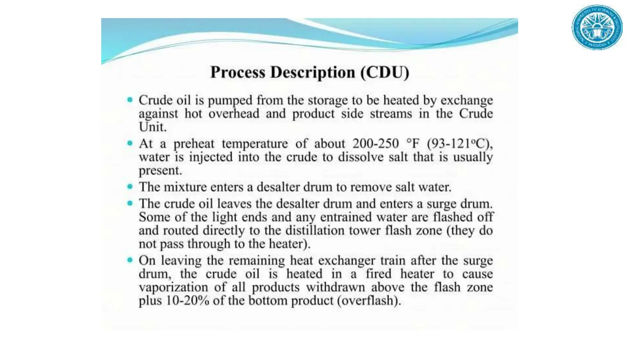 Refinery Process description and dipiction