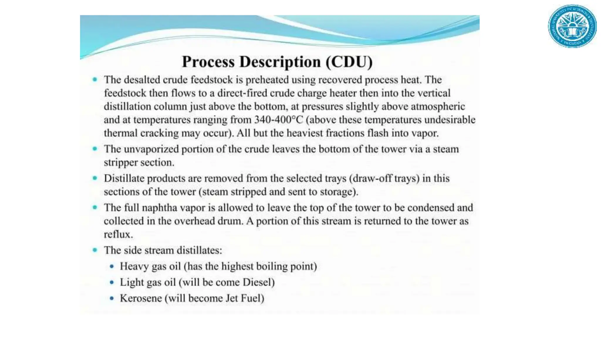Refinery Process description and dipiction