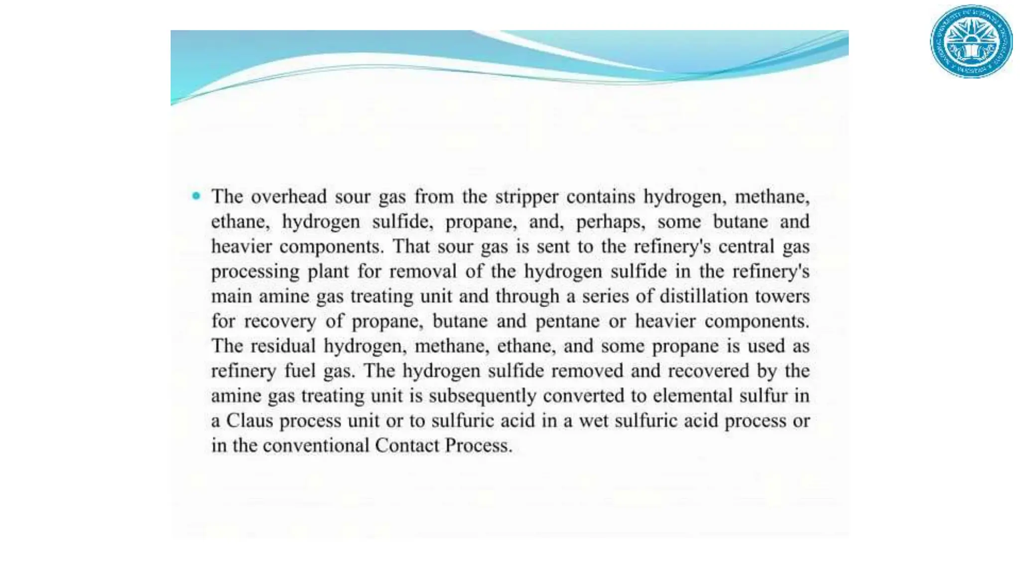 Refinery Process description and dipiction
