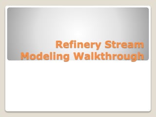 Refinery Stream
Modeling Walkthrough
 