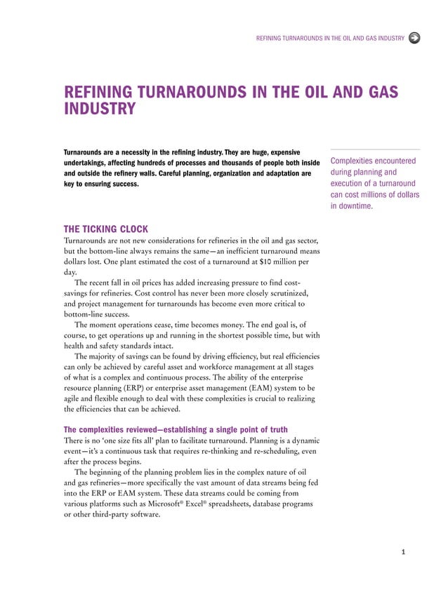 Refinery turnaround oil and gas
