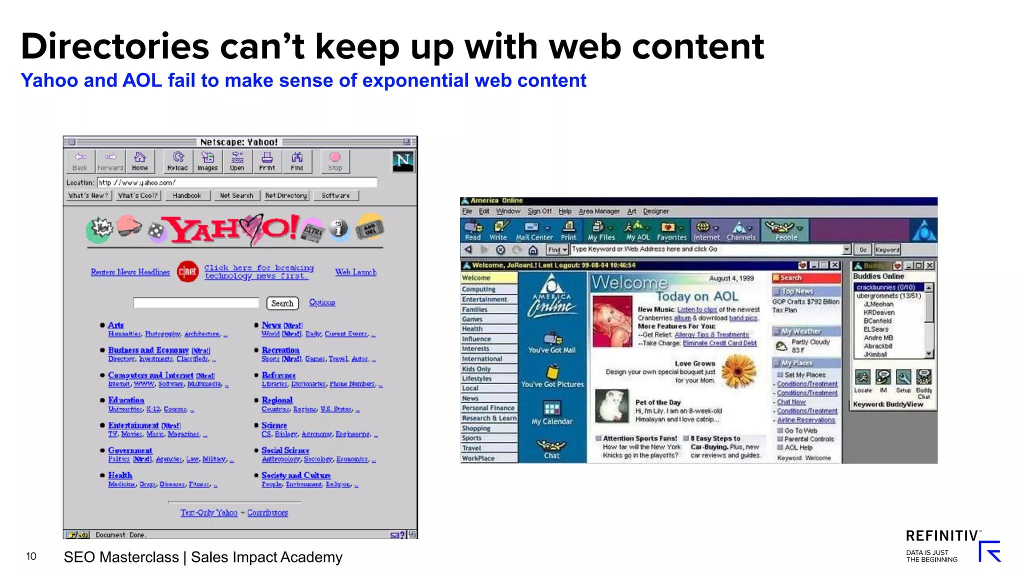Yahoo and AOL fail to make sense of exponential web content
SEO Masterclass | Sales Impact Academy
 
