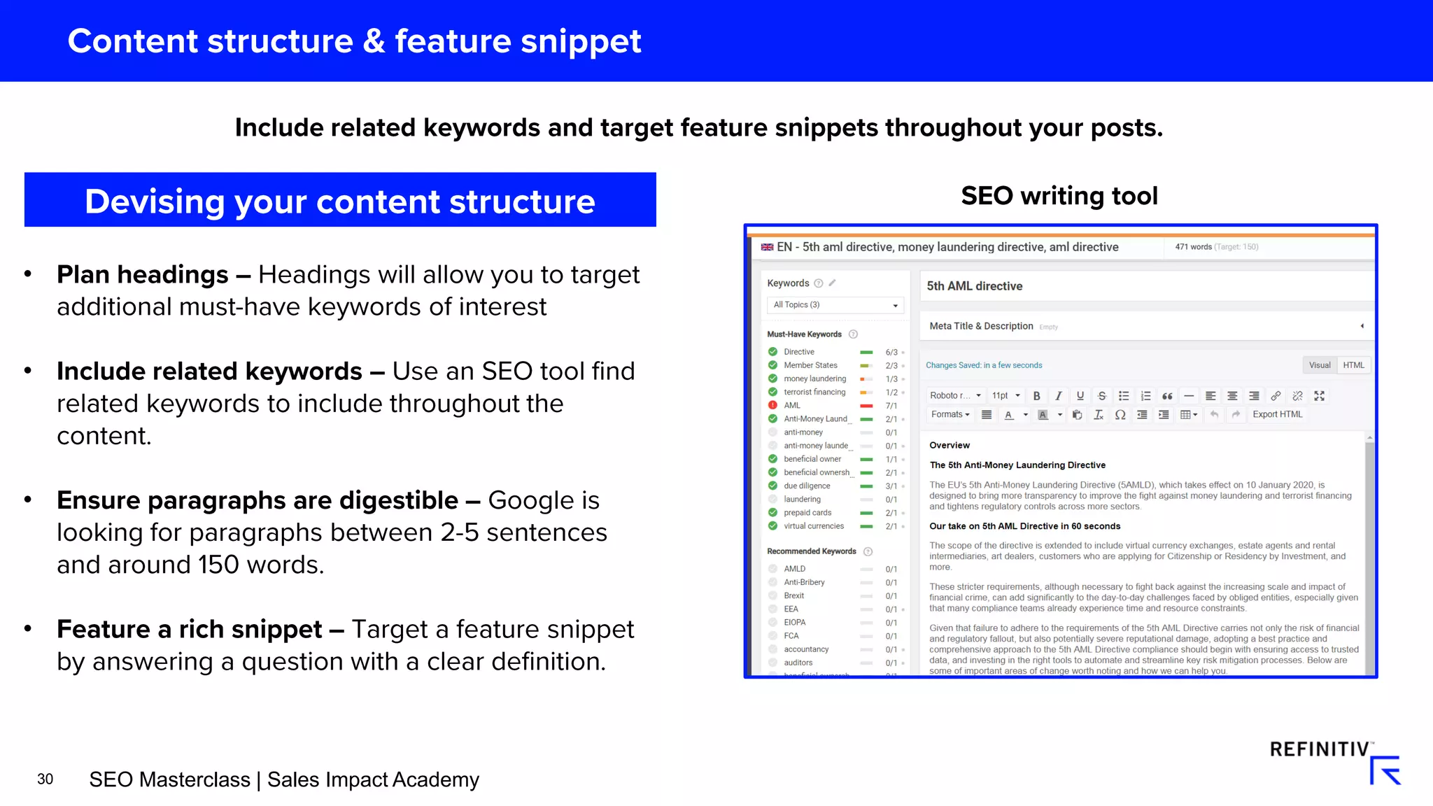 30
•
•
•
•
SEO Masterclass | Sales Impact Academy
 