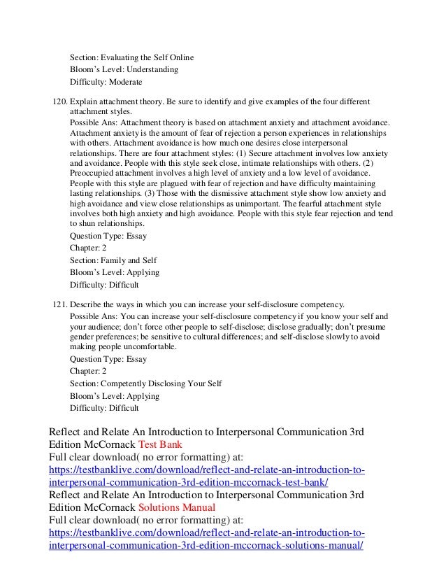 reflect and relate an introduction to interpersonal communication 3rd interpersonal communication essay