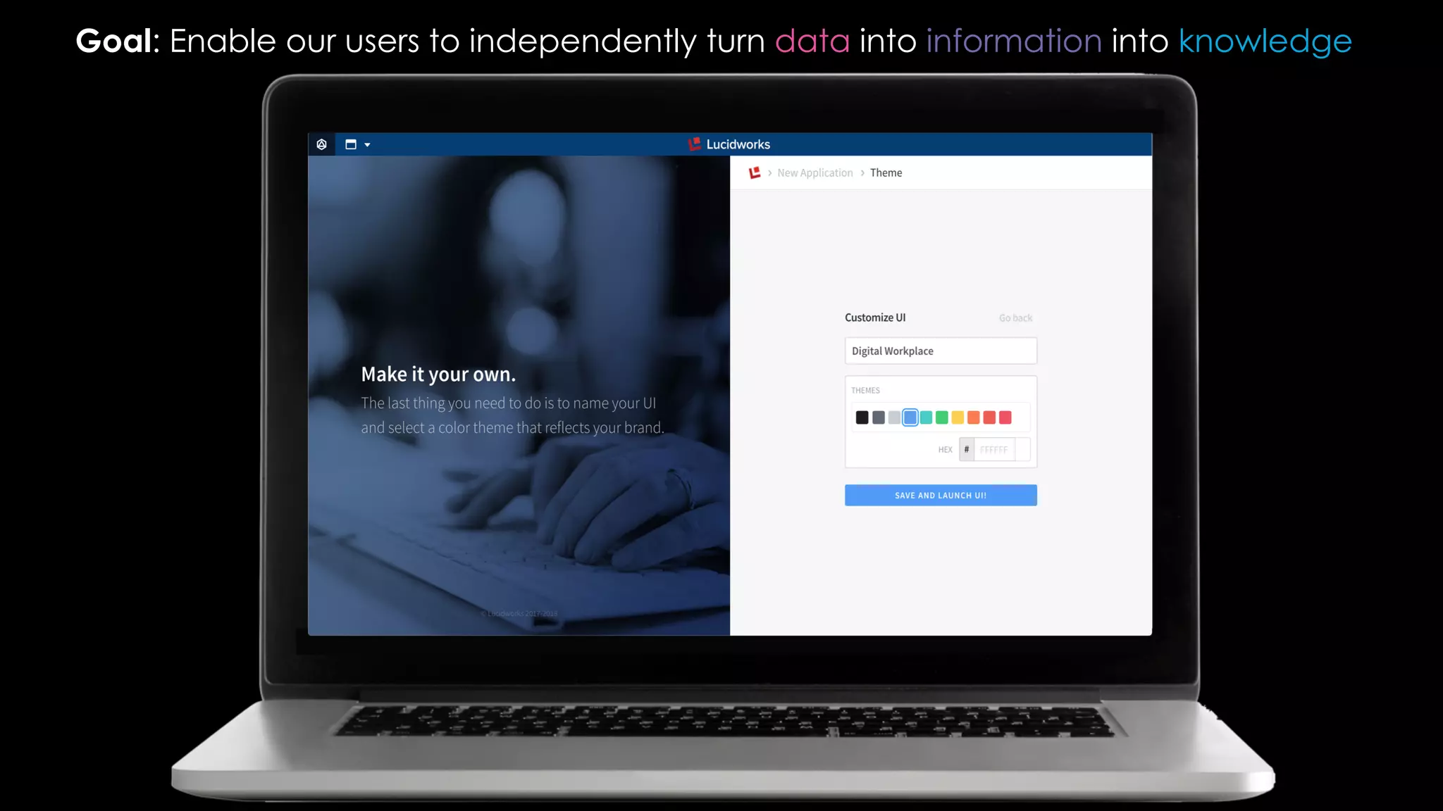Goal: Enable our users to independently turn data into information into knowledge
 