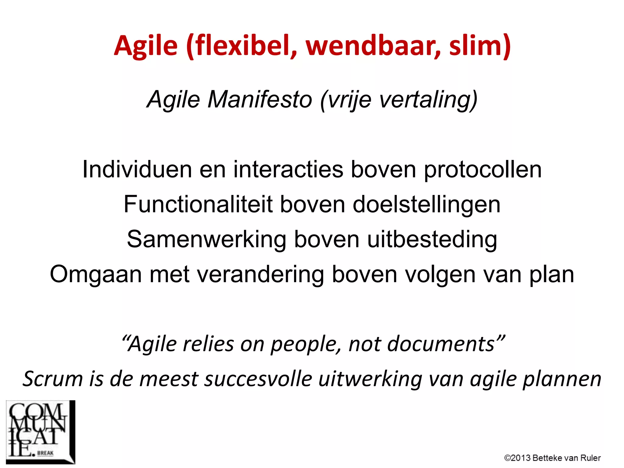 Reflectieve Communicatie Scrum (Betteke van Ruler) | PPTX