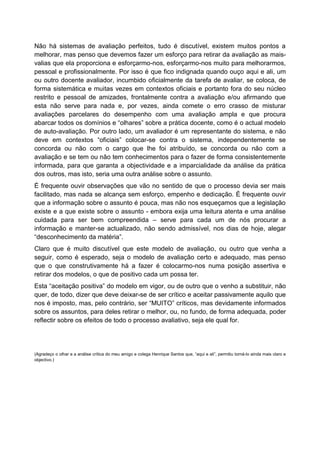 Reflectindo a Avaliação de Desempenho Docente