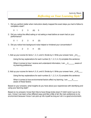 Reflecting Learning Styles | DOC