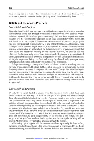 Reflecting on esl teacher beliefs and classroom practices a case study ...
