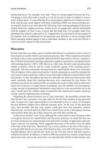 Reflecting on esl teacher beliefs and classroom practices a case study ...