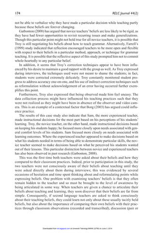Reflecting on esl teacher beliefs and classroom practices a case study ...
