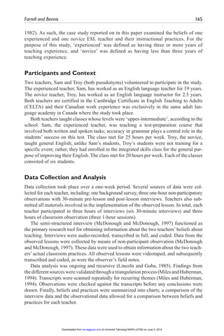 Reflecting on esl teacher beliefs and classroom practices a case study ...