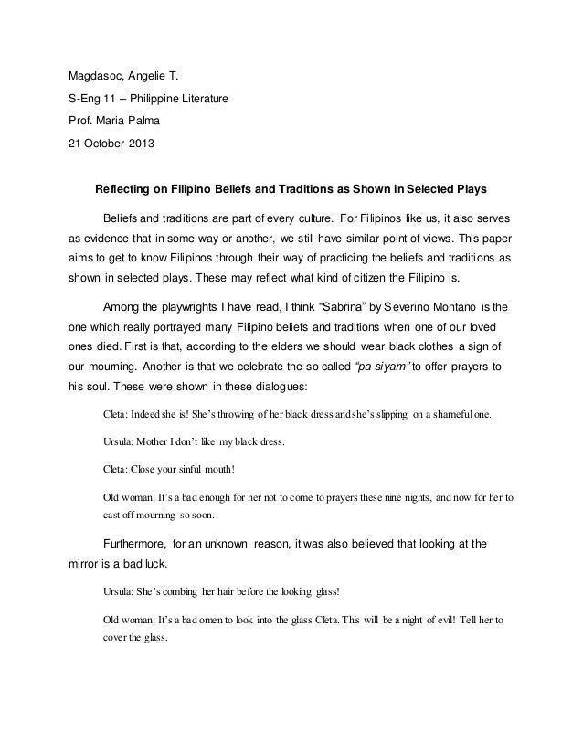 Reaction paper about philippine literature