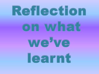 Reflection on what we’ve learnt 