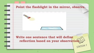 Flashlight Example Sentence Module 4_quarter 2_reflection of light_mirror | PPTX
