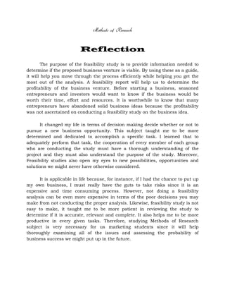 REFLECTION ON CONSUMER BEHAVIOR, METHODS OF RESEARCH AND PRODUCT ...