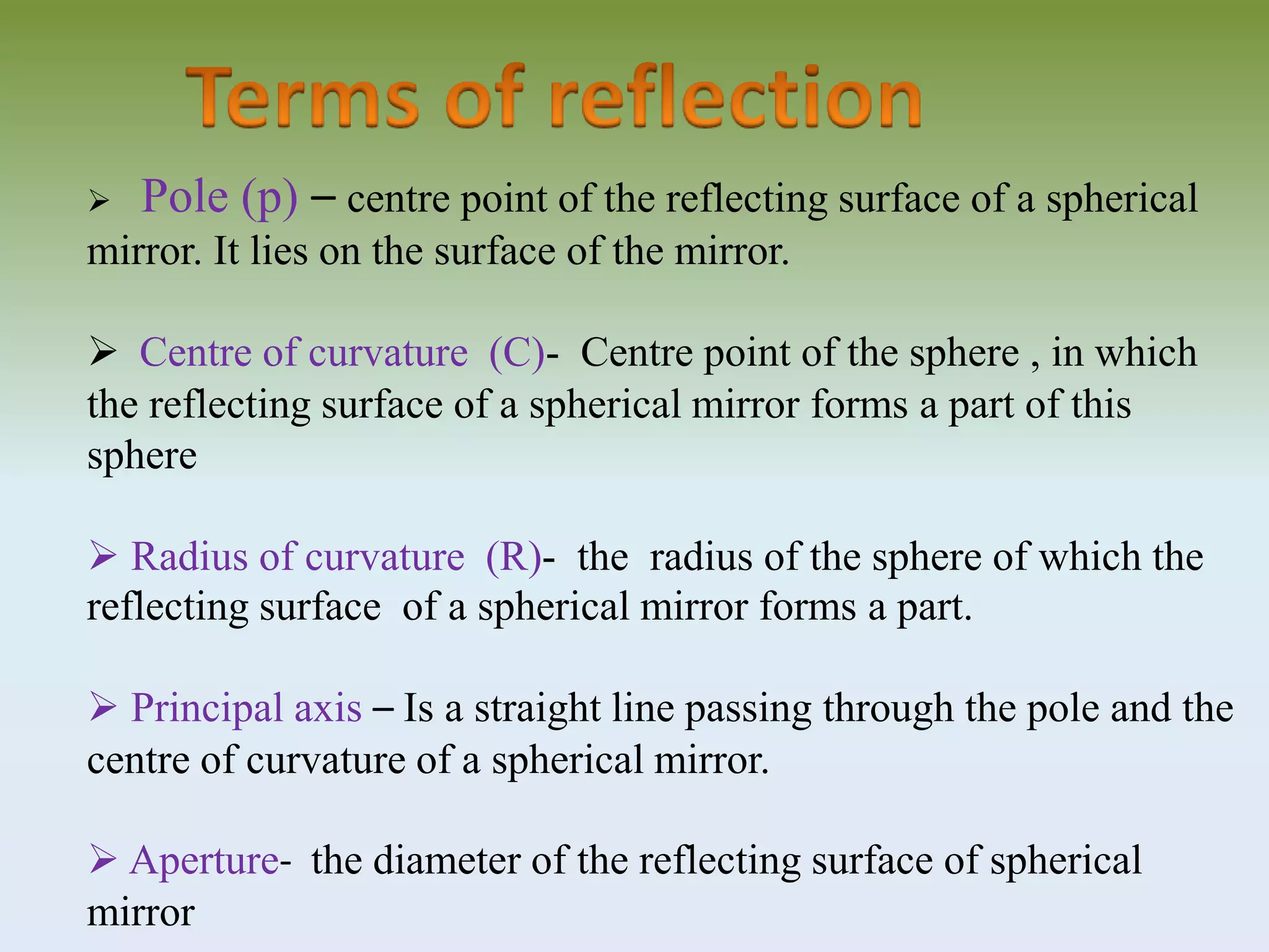 Reflection of light in spherical mirror | PPTX