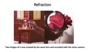 Refraction
Two images of a rose created by the same lens and recorded with the same camera
 