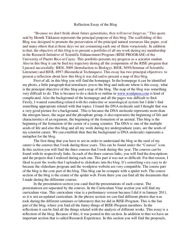 Reflection paper example essays