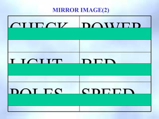MIRROR IMAGE(2)
SPEED
POLES
BED
LIGHT
POWER
CHECK
 