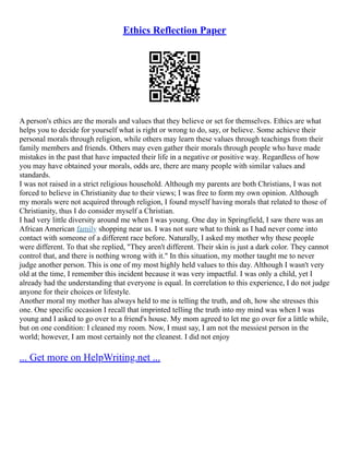 Reflection On Ethics | PDF