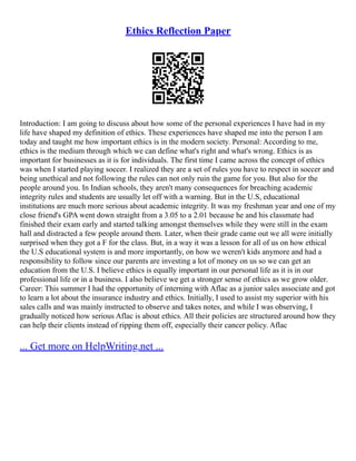 Reflection On Ethics | PDF