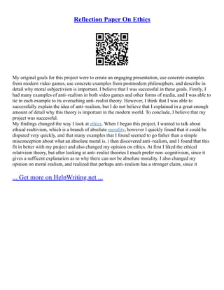 Reflection On Ethics | PDF