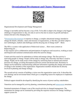 Reflection On Organizational Development | PDF