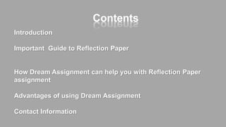 Get Reflection Paper Assignment Help