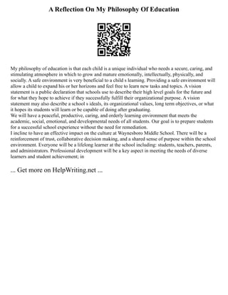 Reflection Paper Example Apa Format Nursing Leadership Reflection | PDF