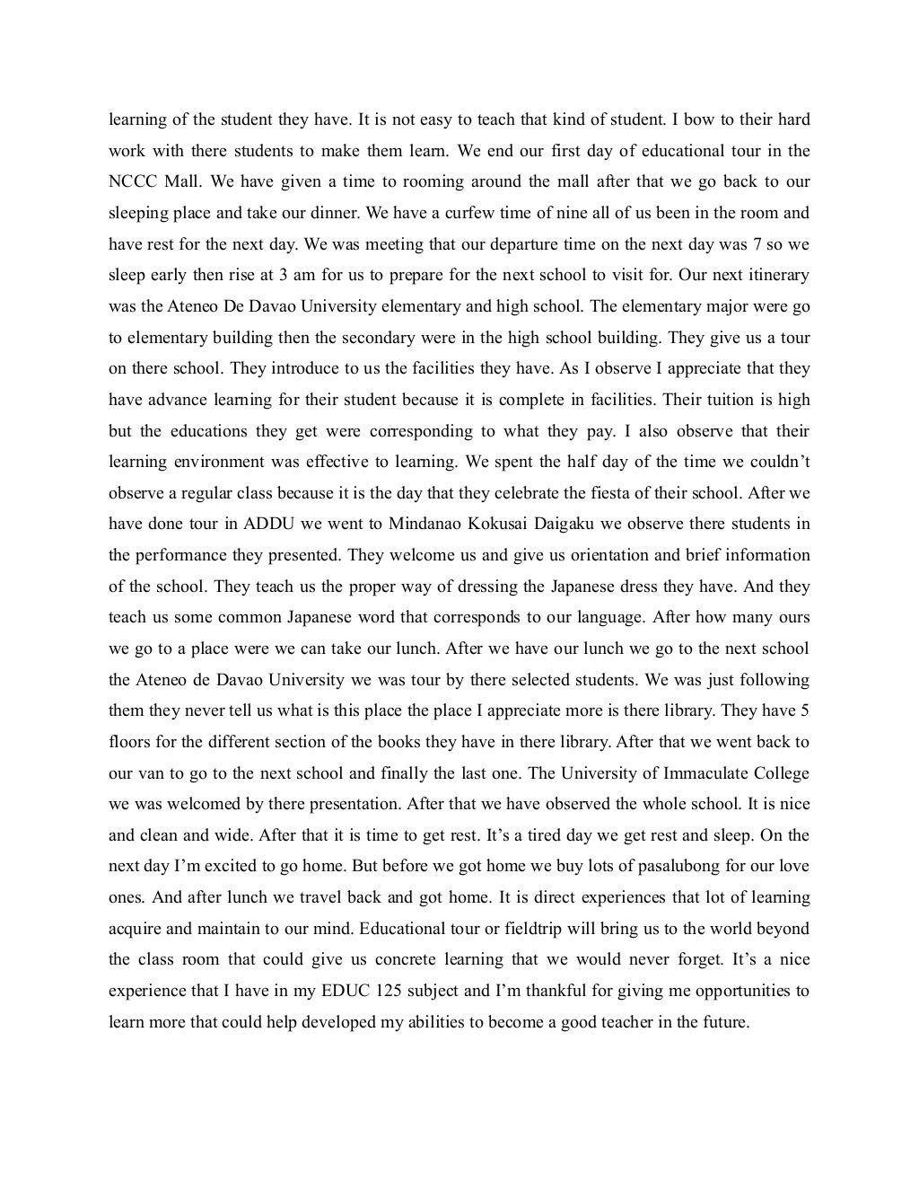 Reflection paper on_educational_tour