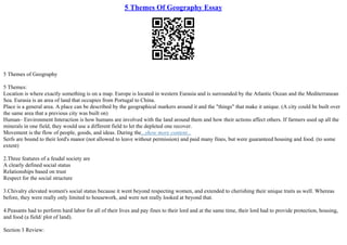 Reflection Paper On Geography | PDF