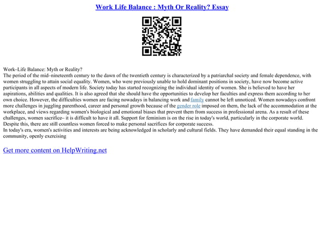 Reflection Paper On Work Life Balance | PDF