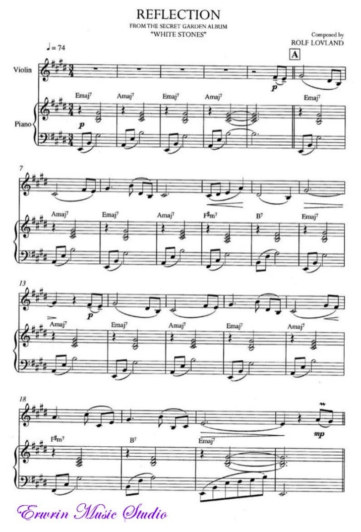 piano violin reflection sheet music