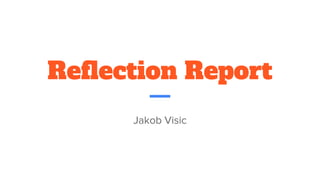 Reflection Report
Jakob Visic
 
