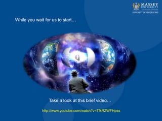 http://www.youtube.com/watch?v=TfkRZWFHpss
While you wait for us to start…
Take a look at this brief video…
 