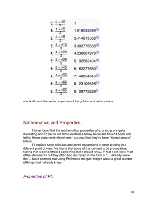 Gold Formula Math Reflections on the Gold, Silver and Metallic Ratios | PDF