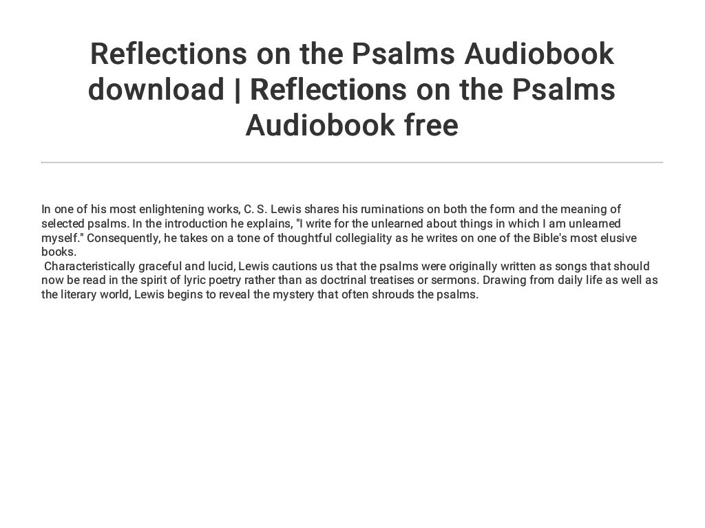 download reflections of the psalms cs lewis audiobook