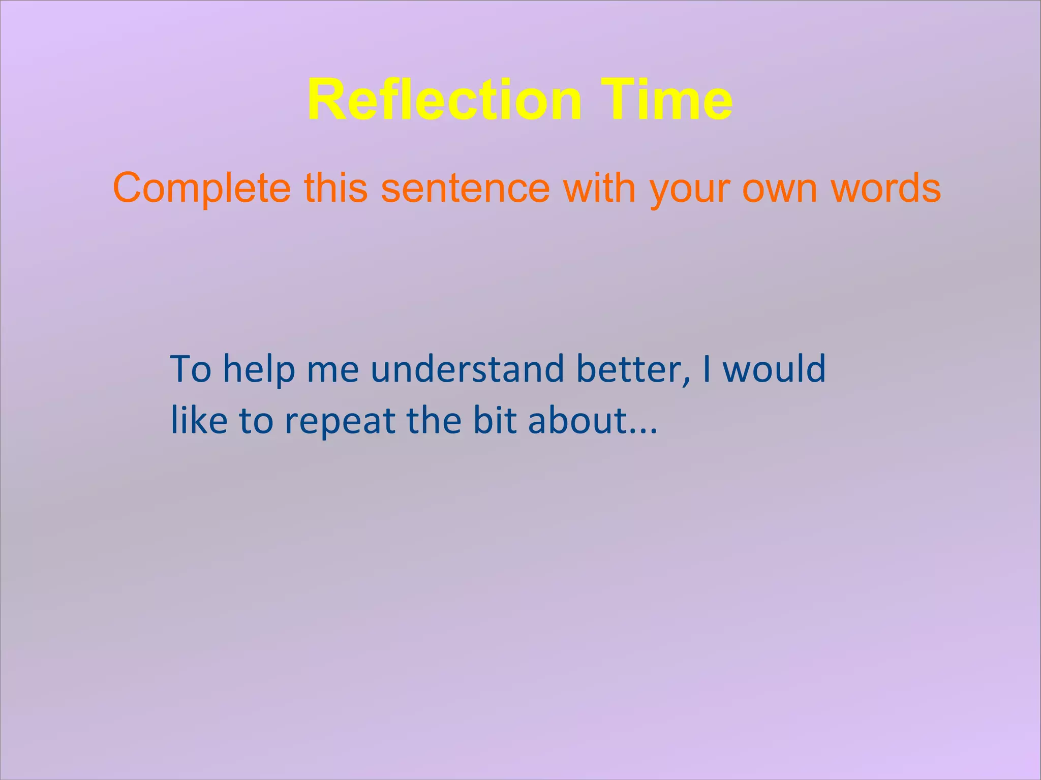 Plenary Activity Reflection Time | PPT