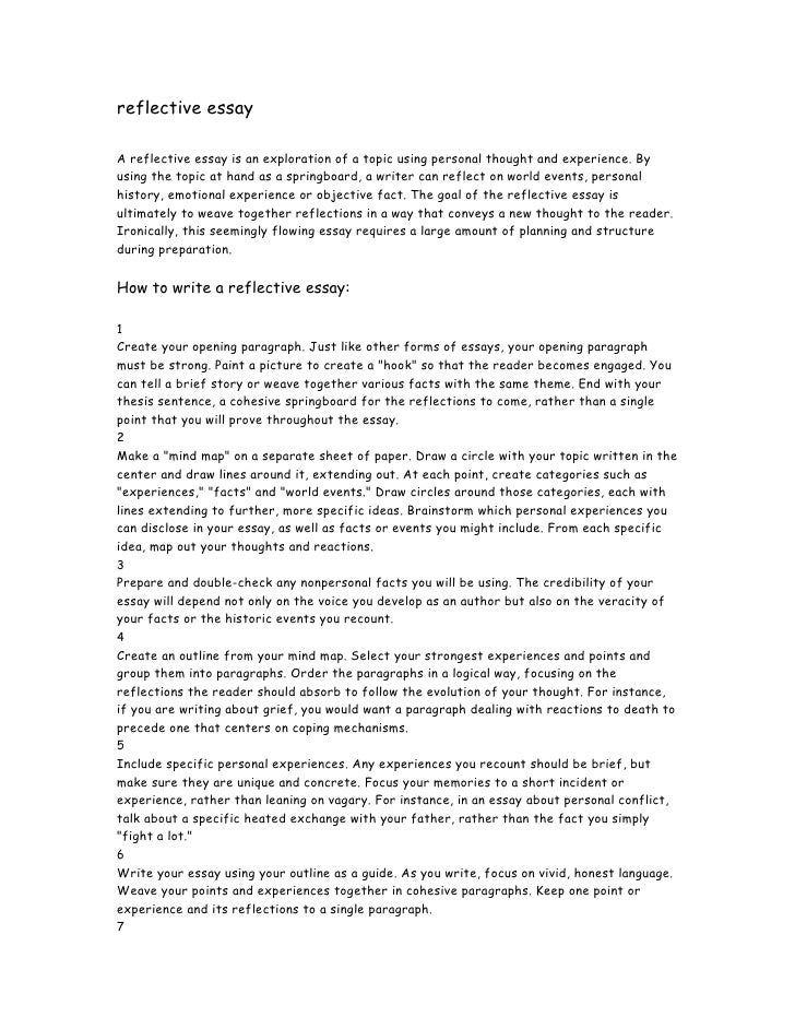 Reflective essay ideas