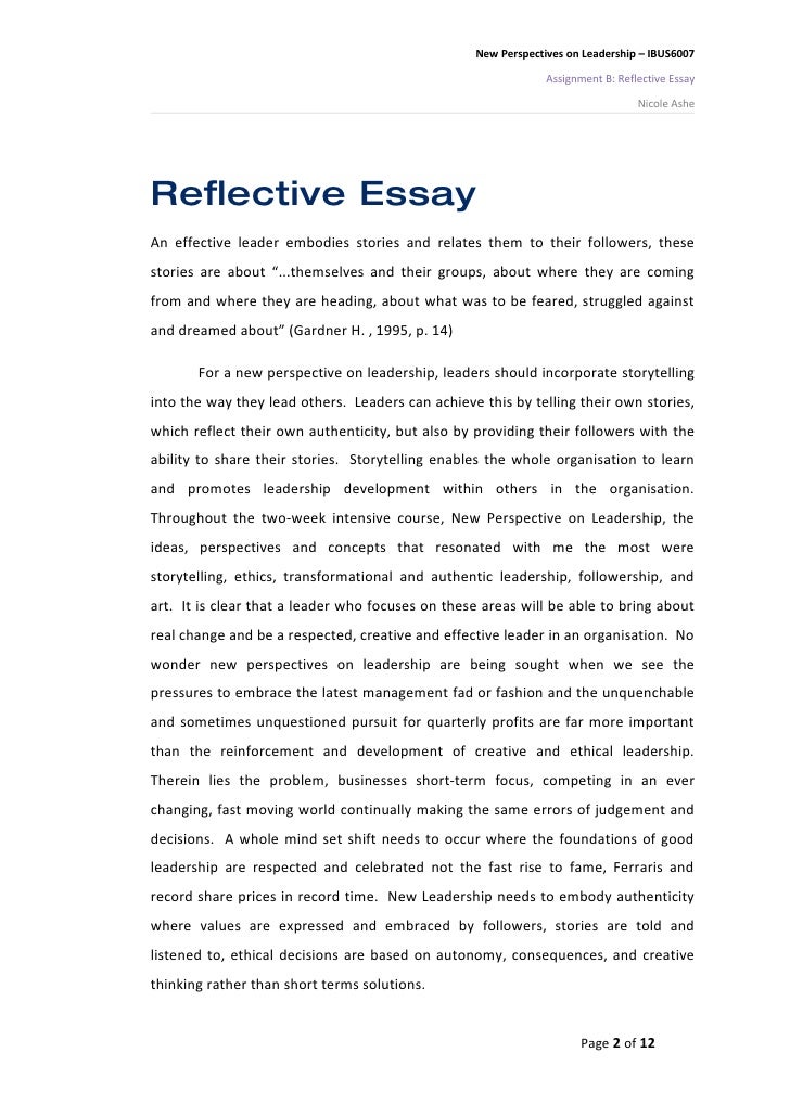 nursing reflection essay example