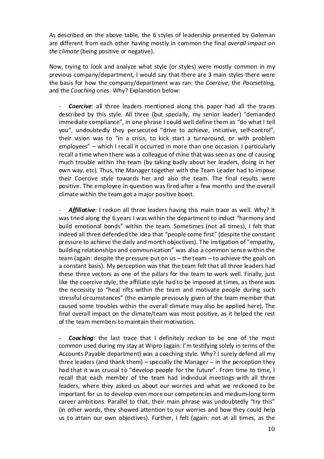 Reflective leadership essay